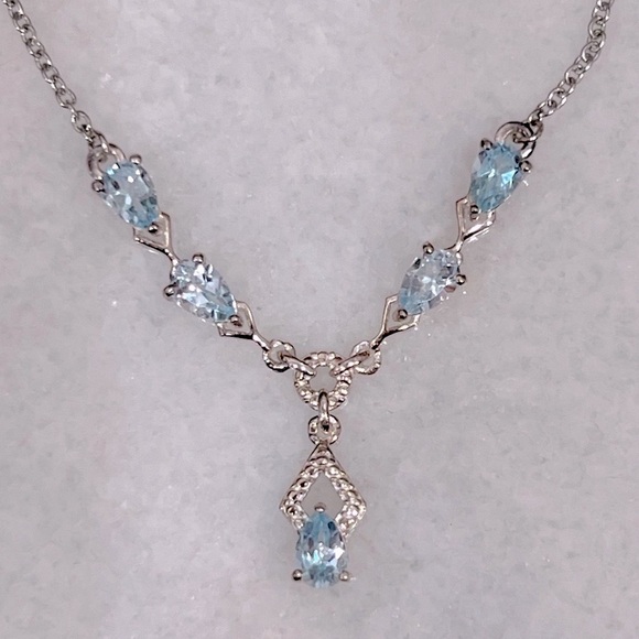 Jewelry - Sky Blue Topaz Sterling Silver Y Drop Necklace